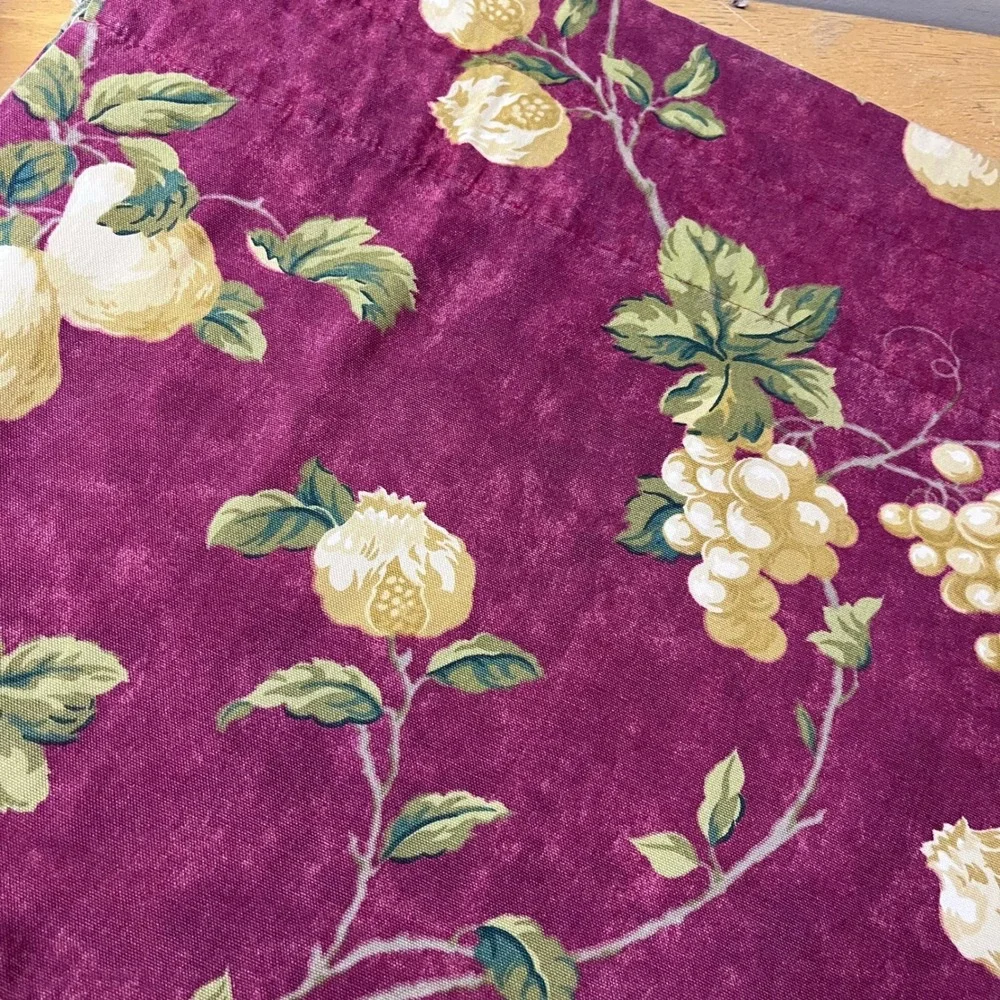 Vtg‎ Waverly Home Minstral Buckingham Burgundy Fruit Scalloped Valance 80x20